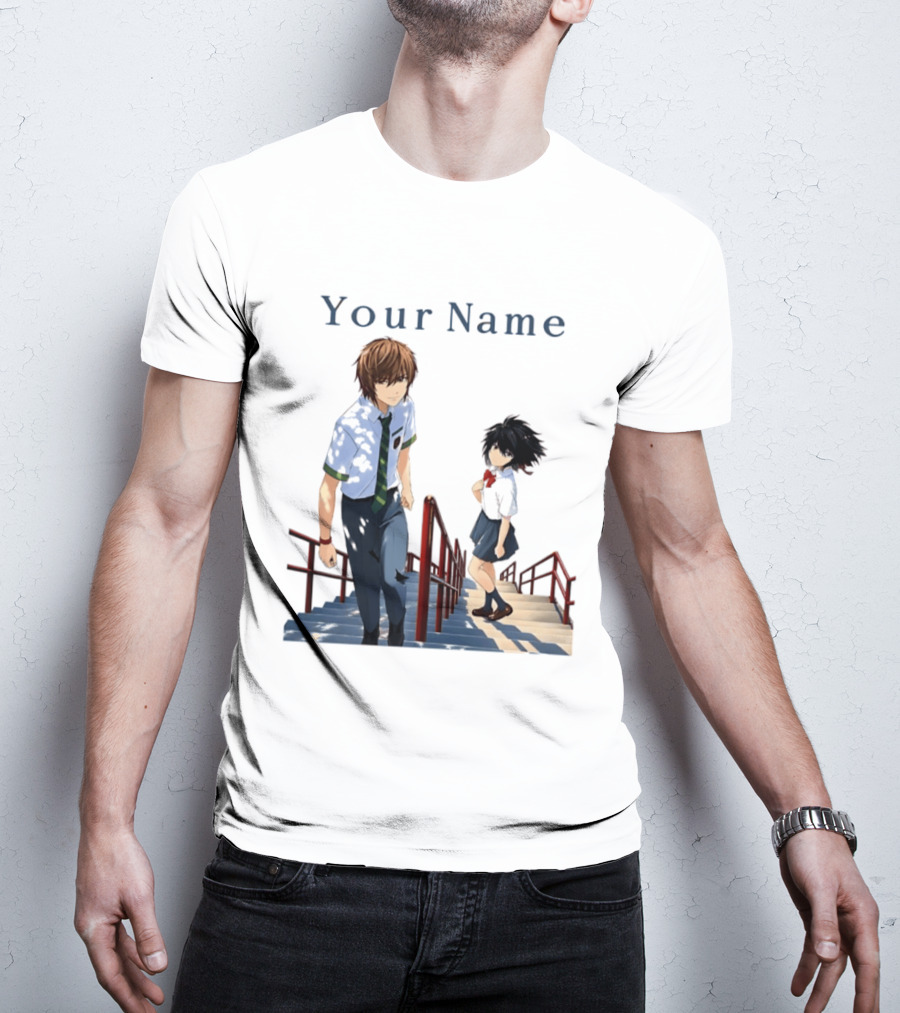 Light Yagami And Your Name Anime Crossover Stairs Scene T-Shirt