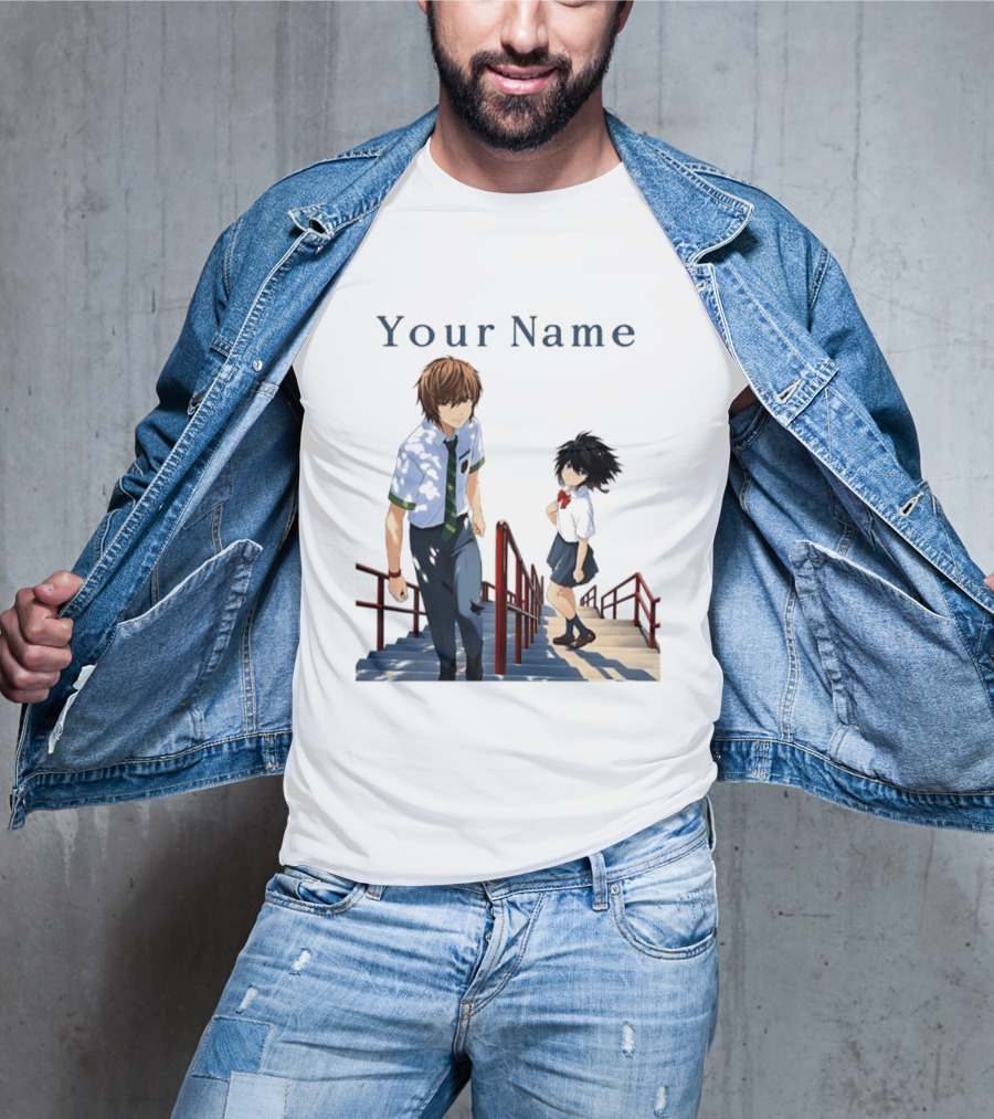 Light Yagami And Your Name Anime Crossover Stairs Scene T-Shirt