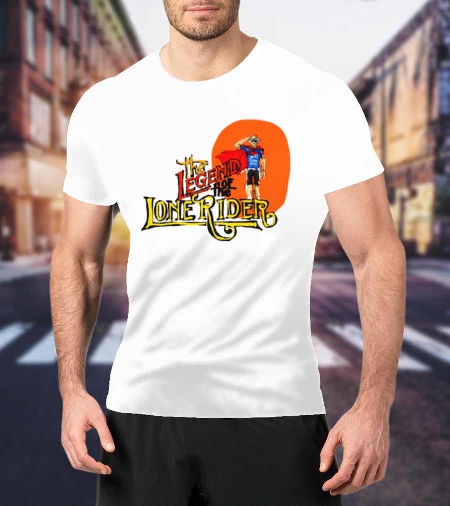 Legend Of The Lone Rider Cyclist Red Cape Blue Outfit T-Shirt