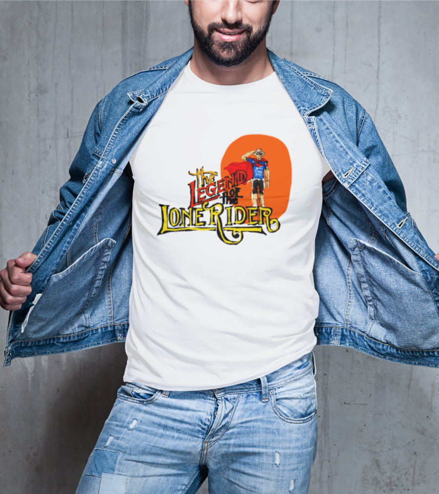 Legend Of The Lone Rider Cyclist Red Cape Blue Outfit T-Shirt