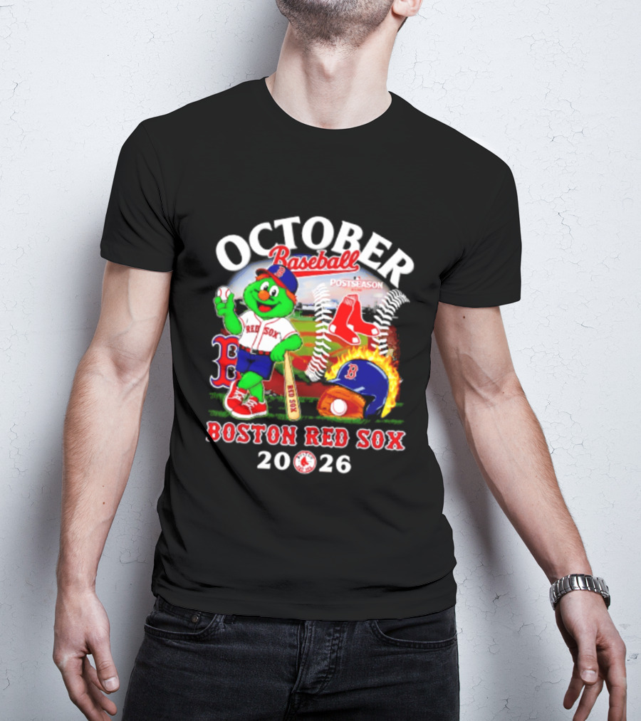 Boston Red Sox October Baseball Postseason 2026 Mascot Red Sox T-Shirt