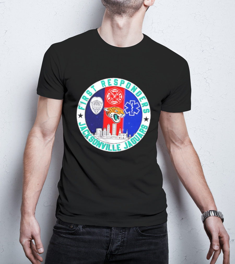 First Responders Jacksonville Jaguars Skyline Tribute 9.11 Memorial T-Shirt