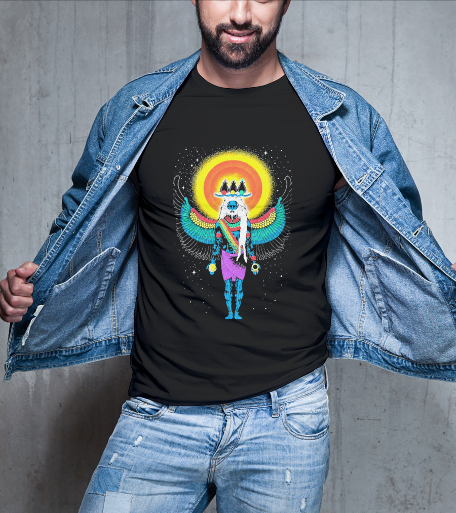 Major Lazer Swizz Beatz Psychedelic Ancient Egyptian Winged Sunburst Deity T-Shirt