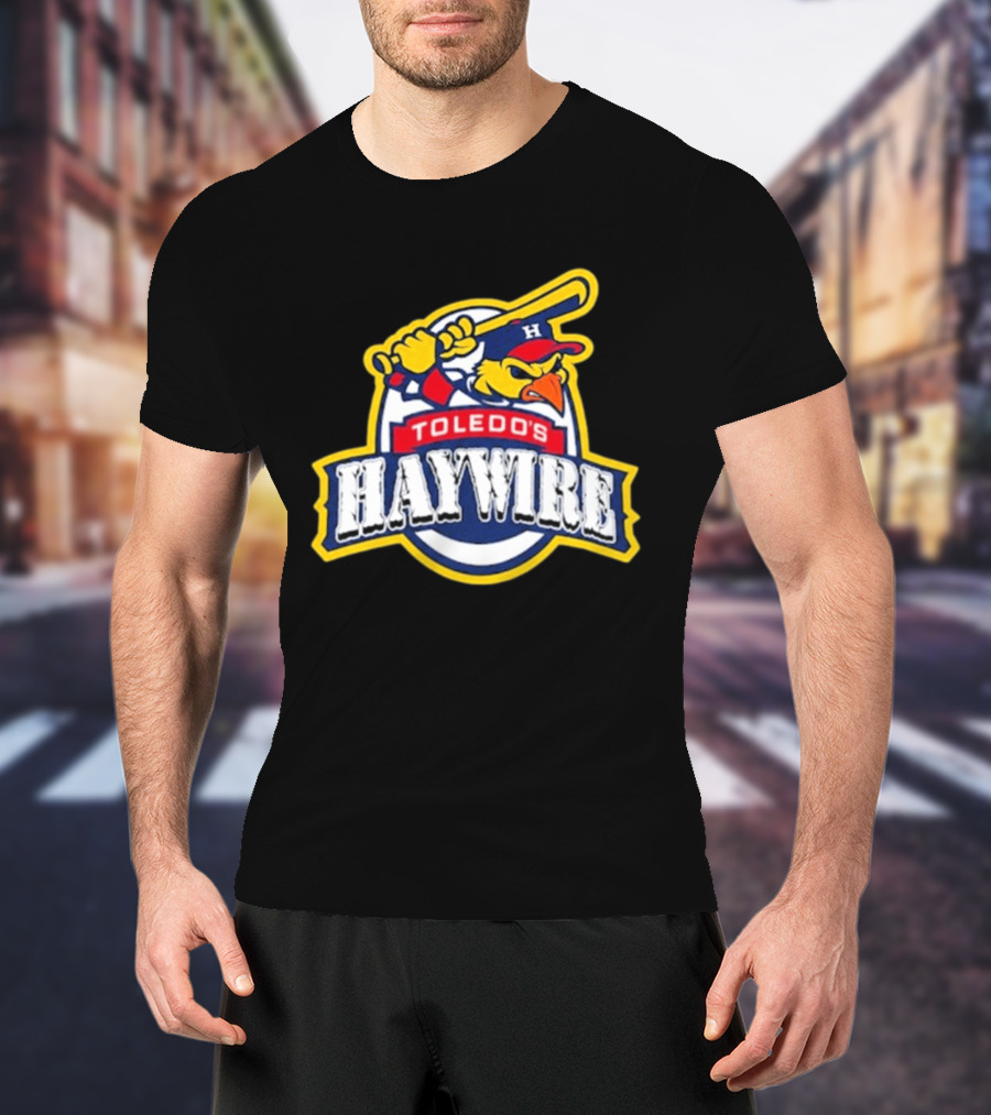 Toledo's Haywire Baseball Mascot With Bat And Cap H T-Shirt