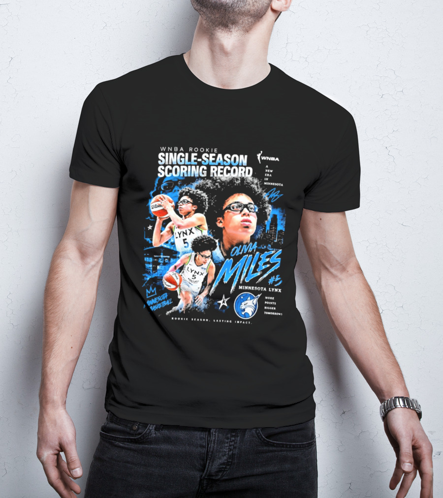WNBA Rookie Olivia Miles Minnesota Lynx Single Season Scoring Record Impact T-Shirt