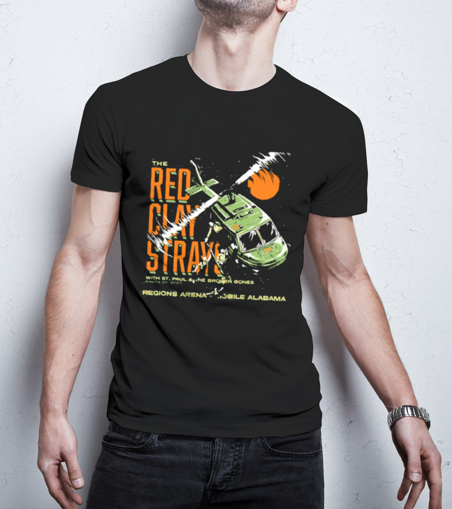 The Red Clay Strays With St. Paul & The Broken Bones Helicopter March 26 2027 Regions Arena Mobile Alabama T-Shirt