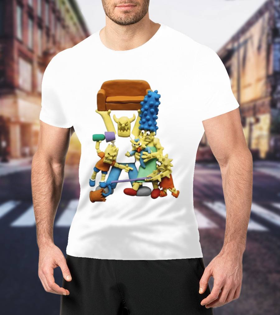 Couch Gag Sculpted Family Chaos Iconic Animation T-Shirt