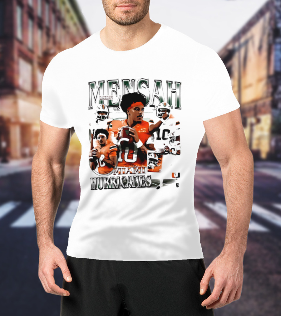 Darian Mensah Miami Hurricanes 10 Football Player Collage T-Shirt