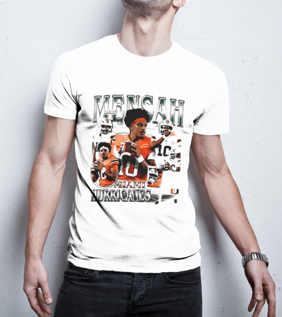 Darian Mensah Miami Hurricanes 10 Football Player Collage T-Shirt