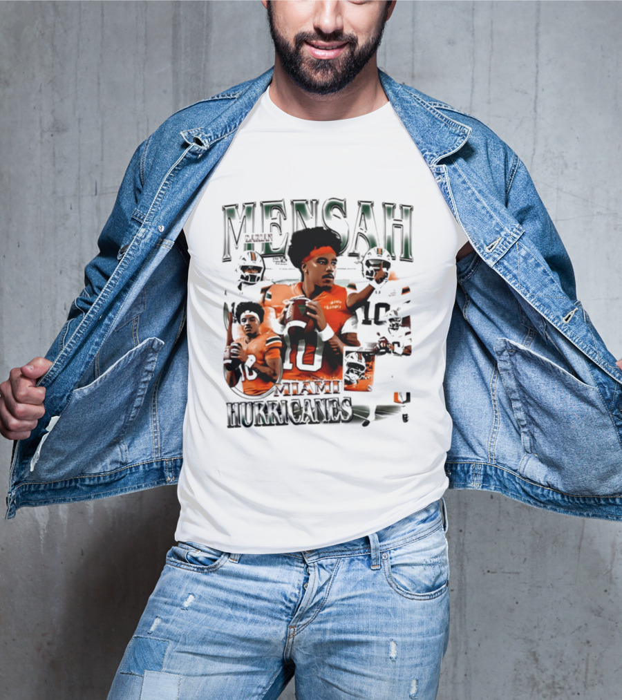 Darian Mensah Miami Hurricanes 10 Football Player Collage T-Shirt