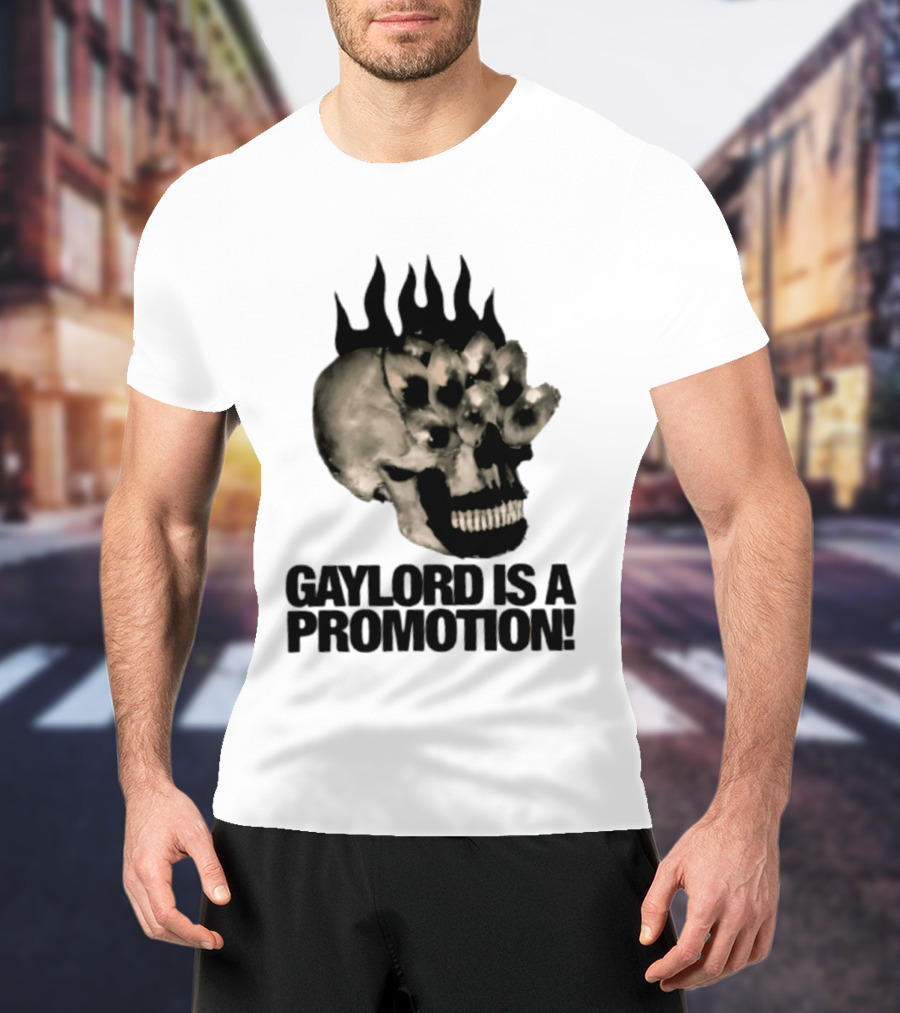 Gaylord Is A Promotion Skull Flamed Spikes Sarcastic T-Shirt