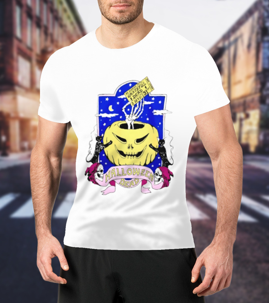 Grateful Dead Halloween Skeleton Hand With Pumpkin And Ticket 1971 T-Shirt