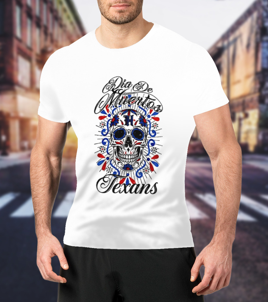 Dia De Los Muertos Texans 2026 Sugar Skull Football T-Shirt