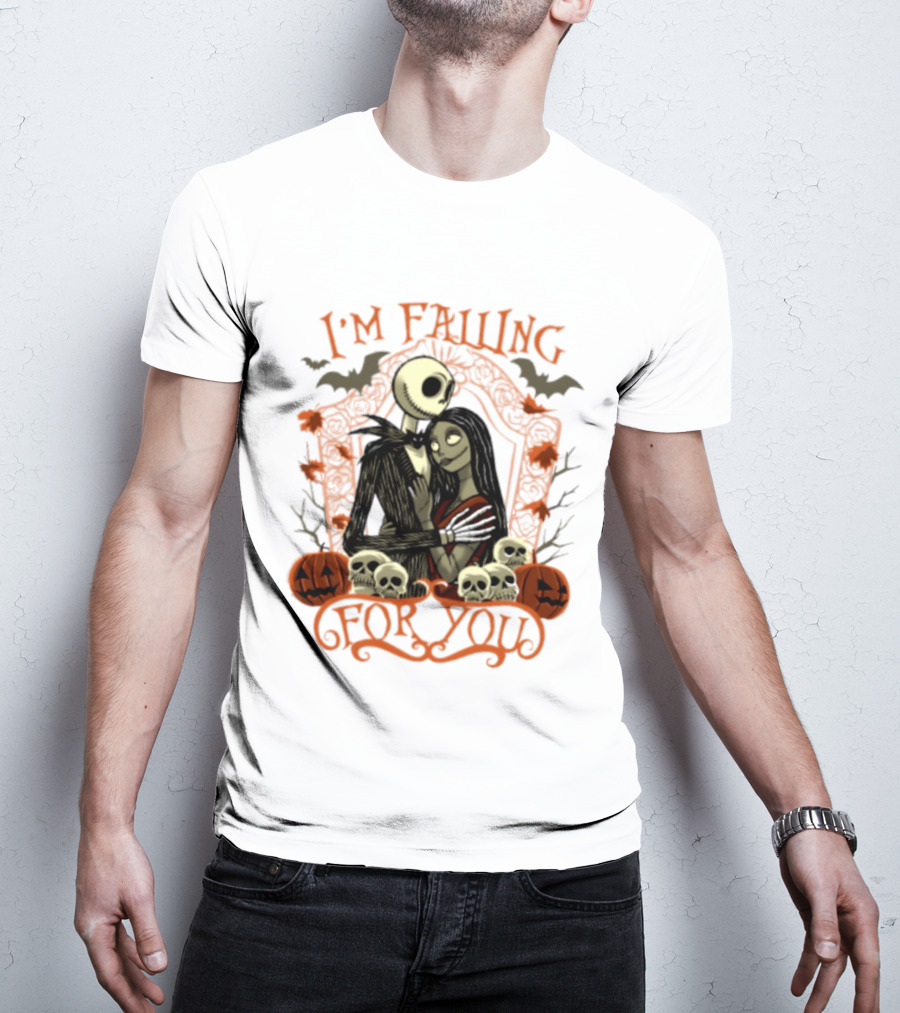 I'm Falling For You The Nightmare Before Halloween Jack And Sally Halloween Pumpkins Skulls Bats T-Shirt