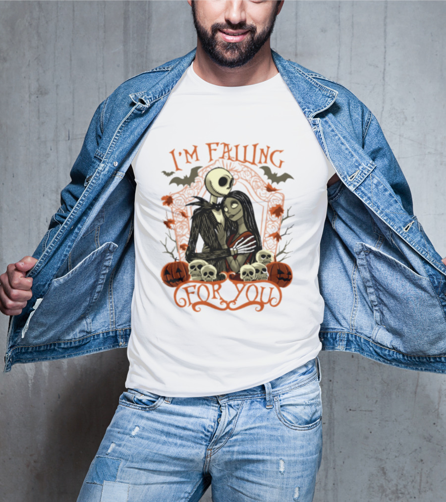 I'm Falling For You The Nightmare Before Halloween Jack And Sally Halloween Pumpkins Skulls Bats T-Shirt