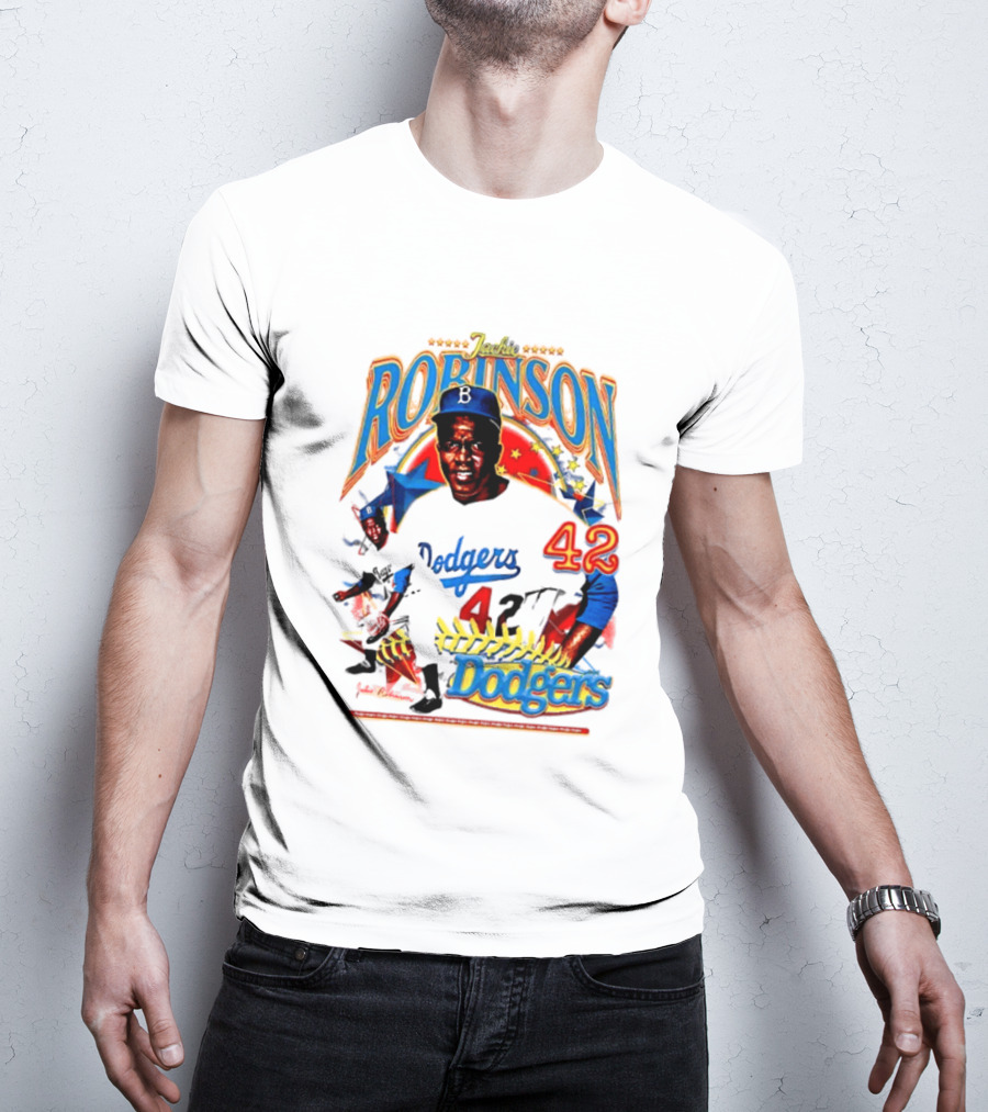 Jackie Robinson Dodgers 42 Legends Baseball Icon Two Sided T-Shirt