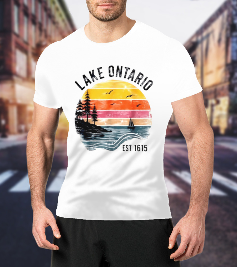 Lake Ontario Est 1615 Great Lakes Nature Sunset Sailing Scene T-Shirt