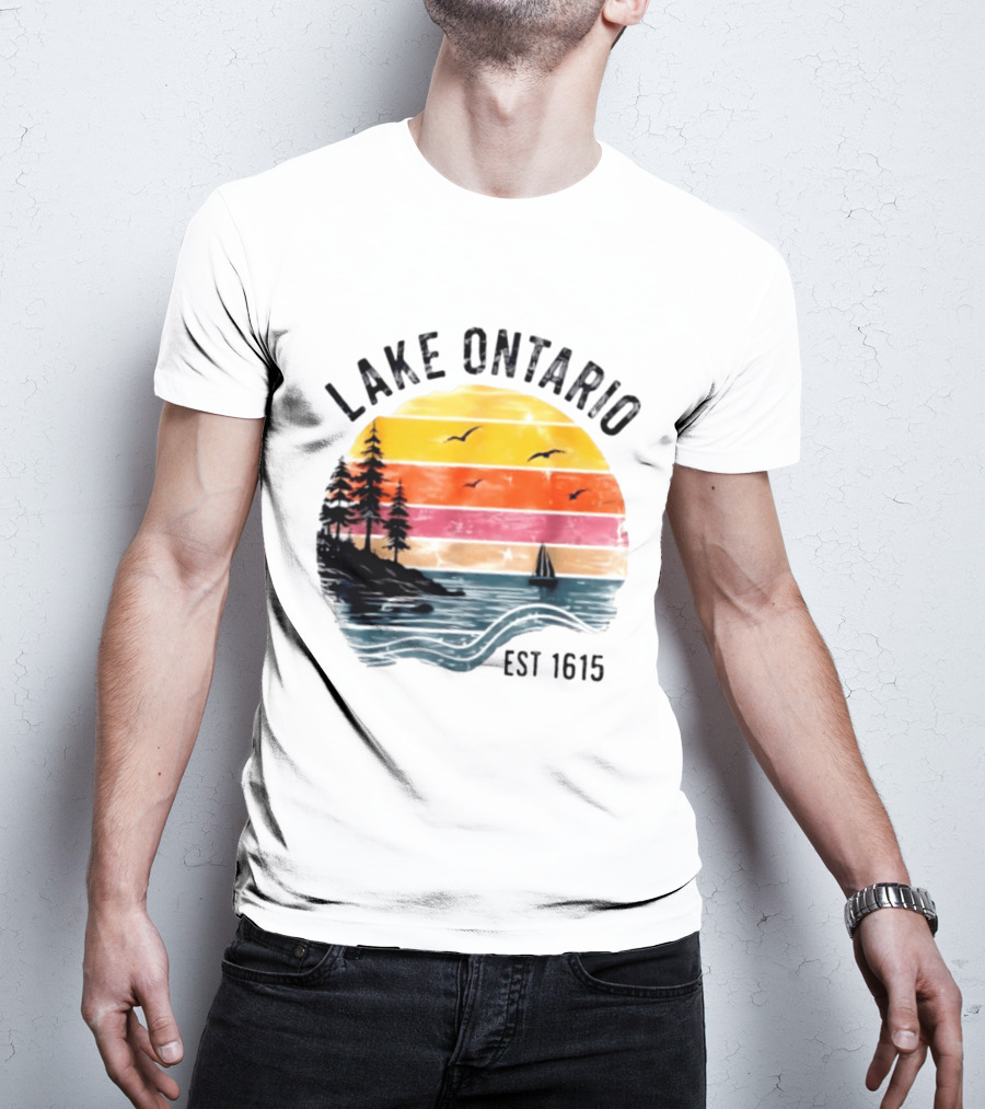 Lake Ontario Est 1615 Great Lakes Nature Sunset Sailing Scene T-Shirt