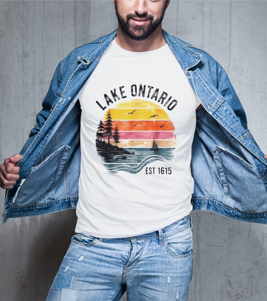 Lake Ontario Est 1615 Great Lakes Nature Sunset Sailing Scene T-Shirt