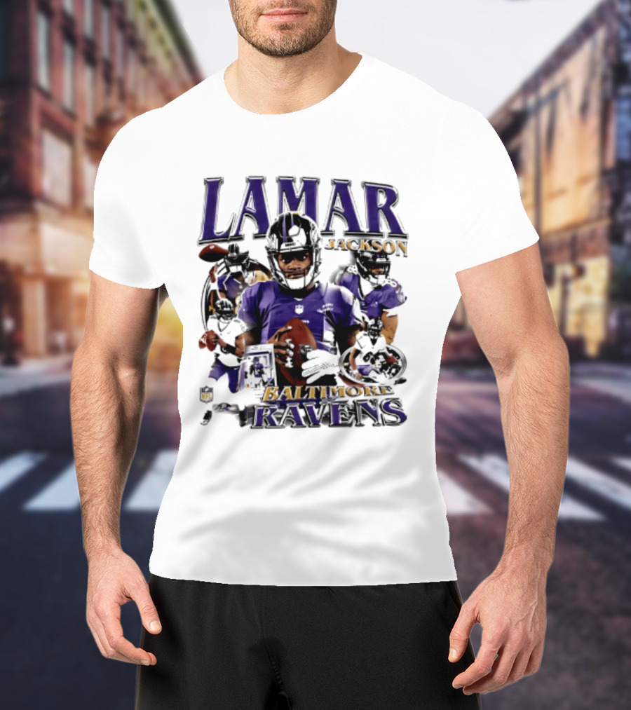 Lamar Jackson Baltimore Ravens Player Collage T-Shirt