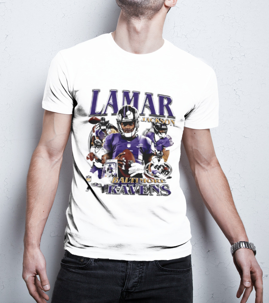 Lamar Jackson Baltimore Ravens Player Collage T-Shirt