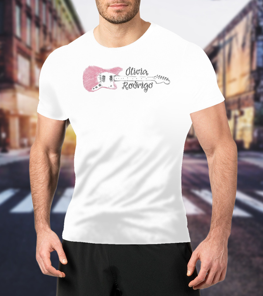 Olivia Rodrigo Pink Guitar Youth T-Shirt