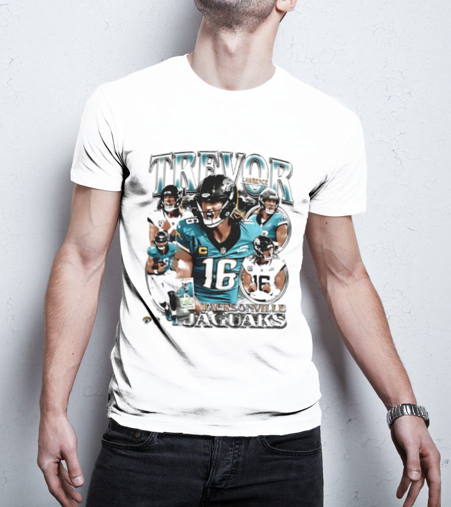 Trevor Lawrence Number 16 Jacksonville Jaguars 2026 Collage T-Shirt