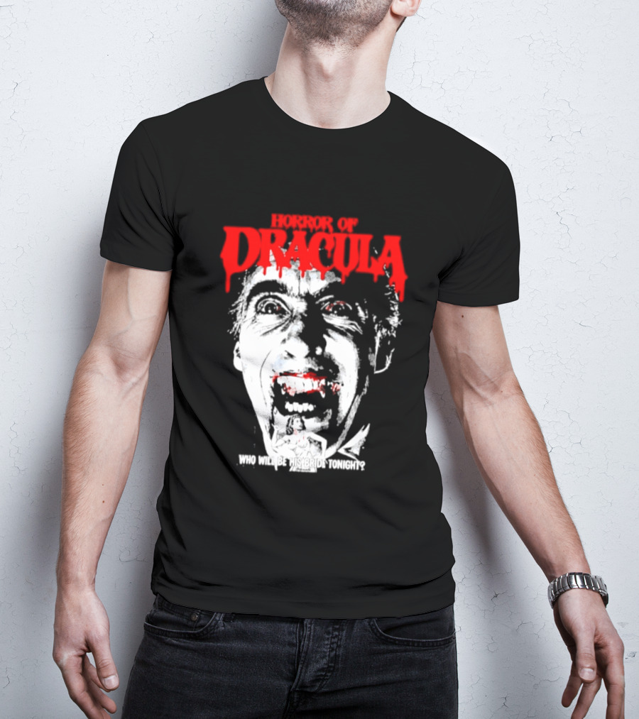 Horror Of Dracula Who Will Be His Bride Tonight Vintage Vampire Movie T-Shirt