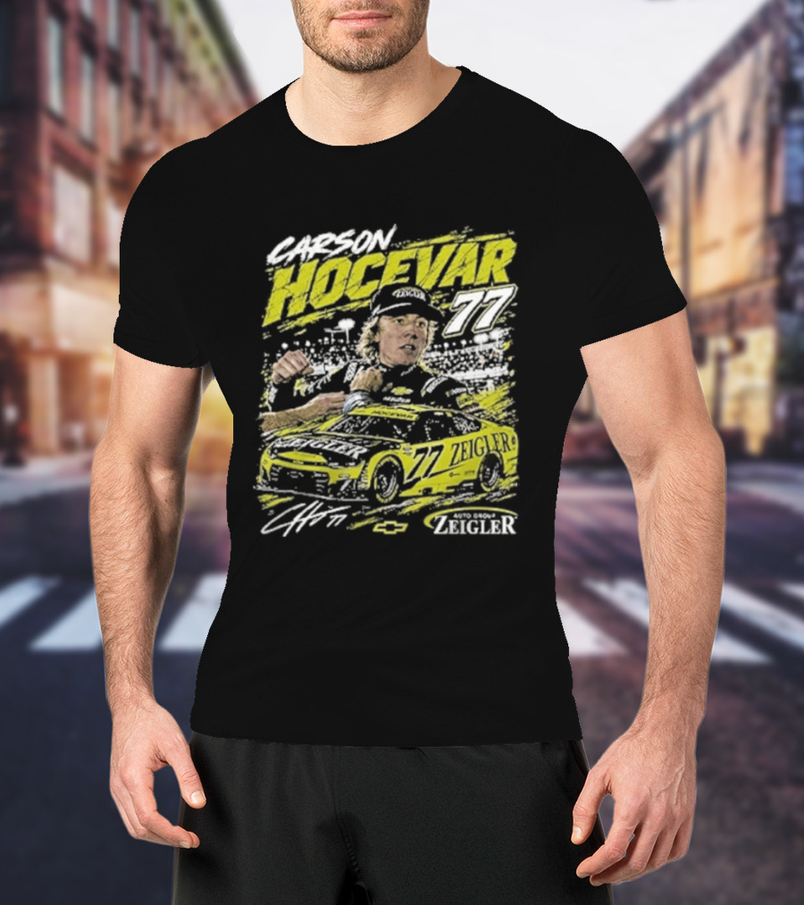 Carson Hocevar 77 Cartoon Race Car And Driver T-Shirt
