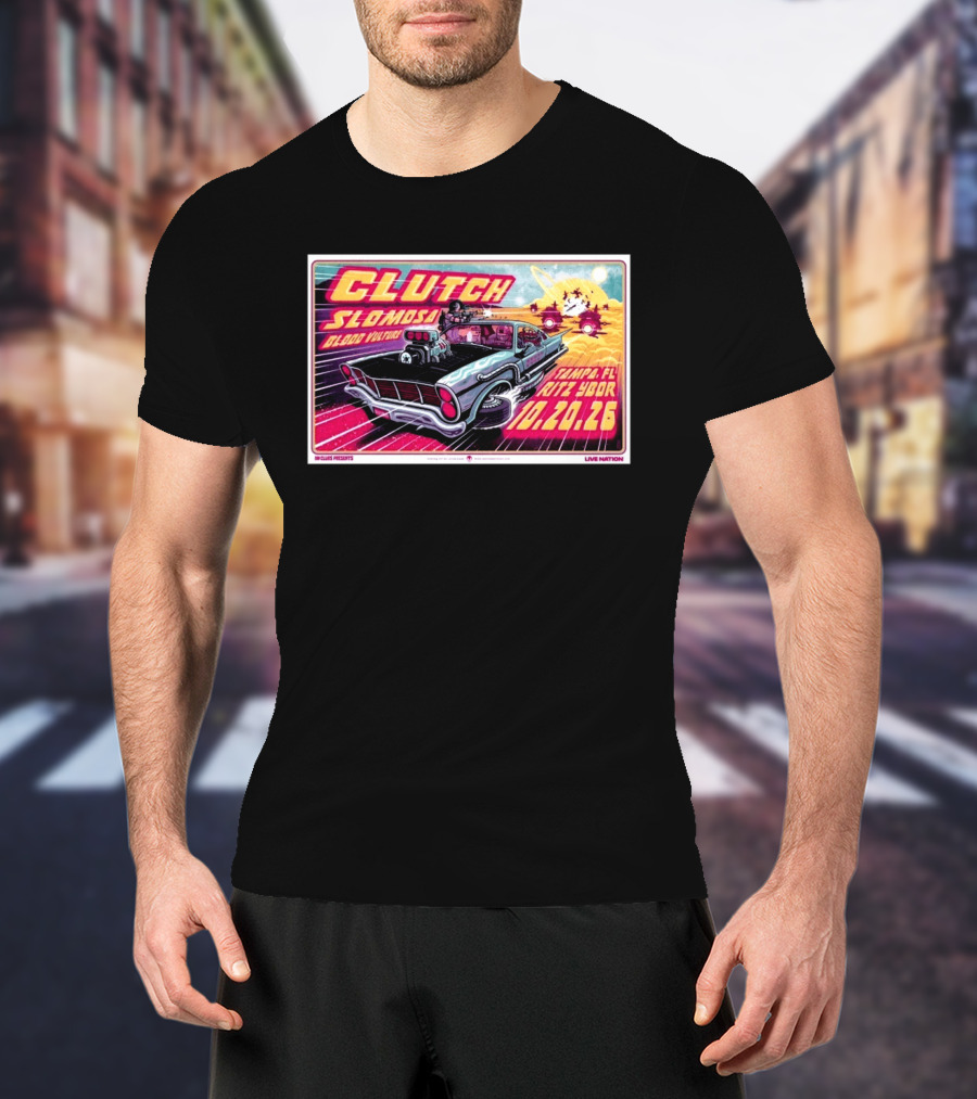 Clutch Slomosa Blood Vulture Tampa FL Ritz Ybor 10 20 26 Live Nation Promo Car T-Shirt