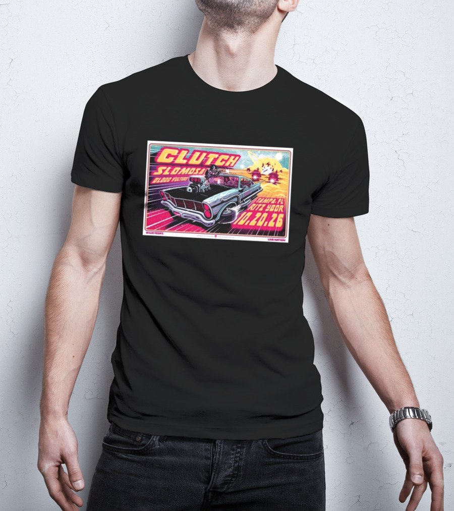 Clutch Slomosa Blood Vulture Tampa FL Ritz Ybor 10 20 26 Live Nation Promo Car T-Shirt