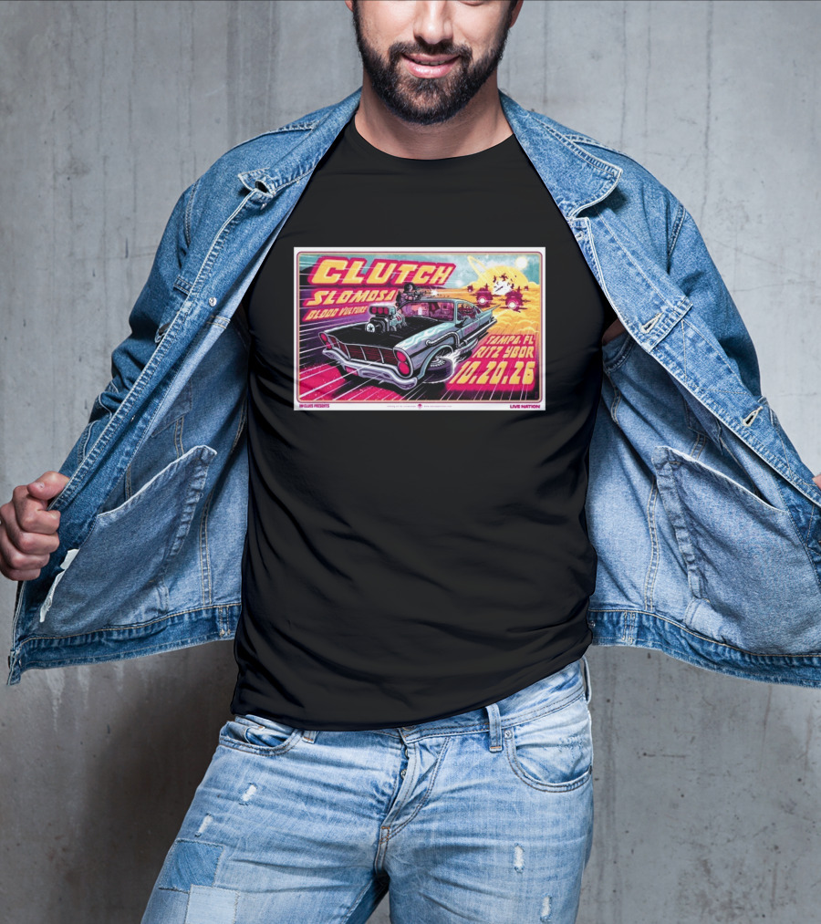 Clutch Slomosa Blood Vulture Tampa FL Ritz Ybor 10 20 26 Live Nation Promo Car T-Shirt