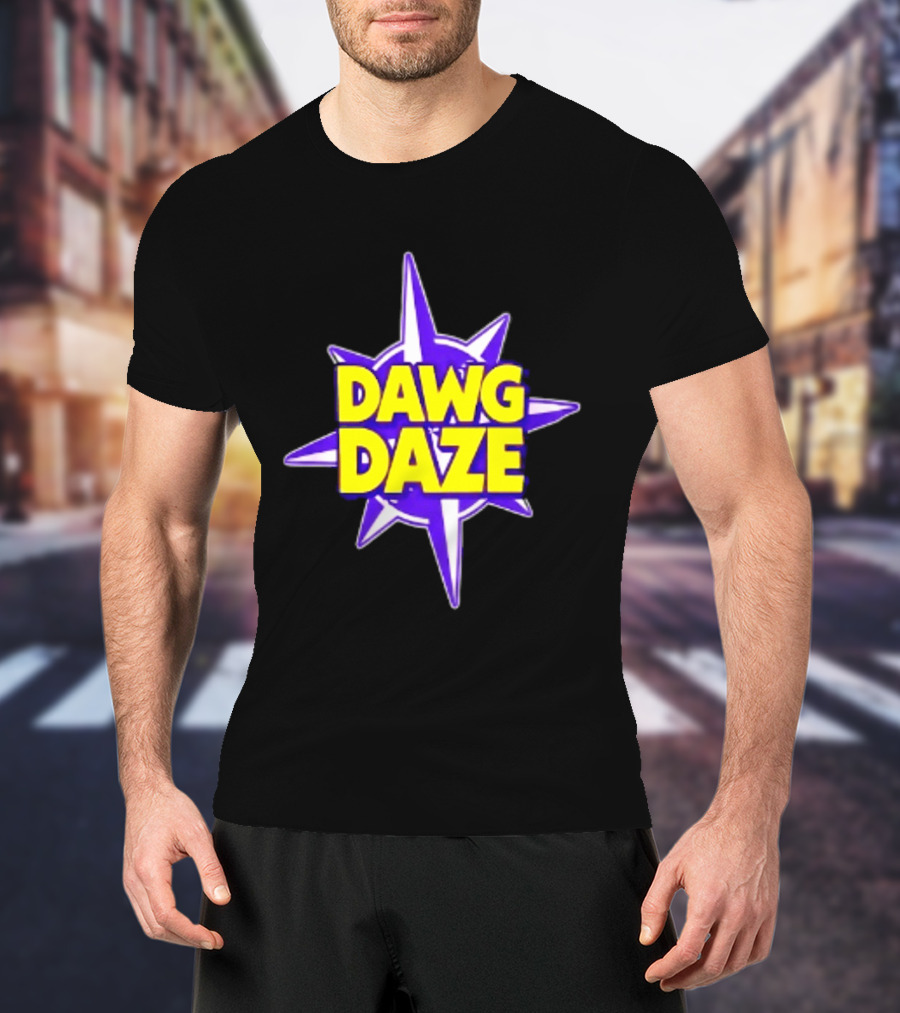 Dawg Daze University Campus Orientation Purple And Yellow Starburst T-Shirt