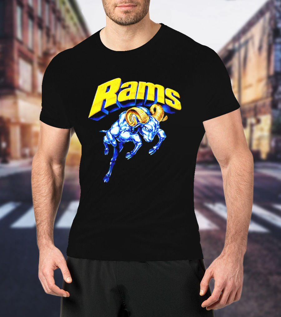 Rams Blue Horn Sports Los Angeles Fan T-Shirt