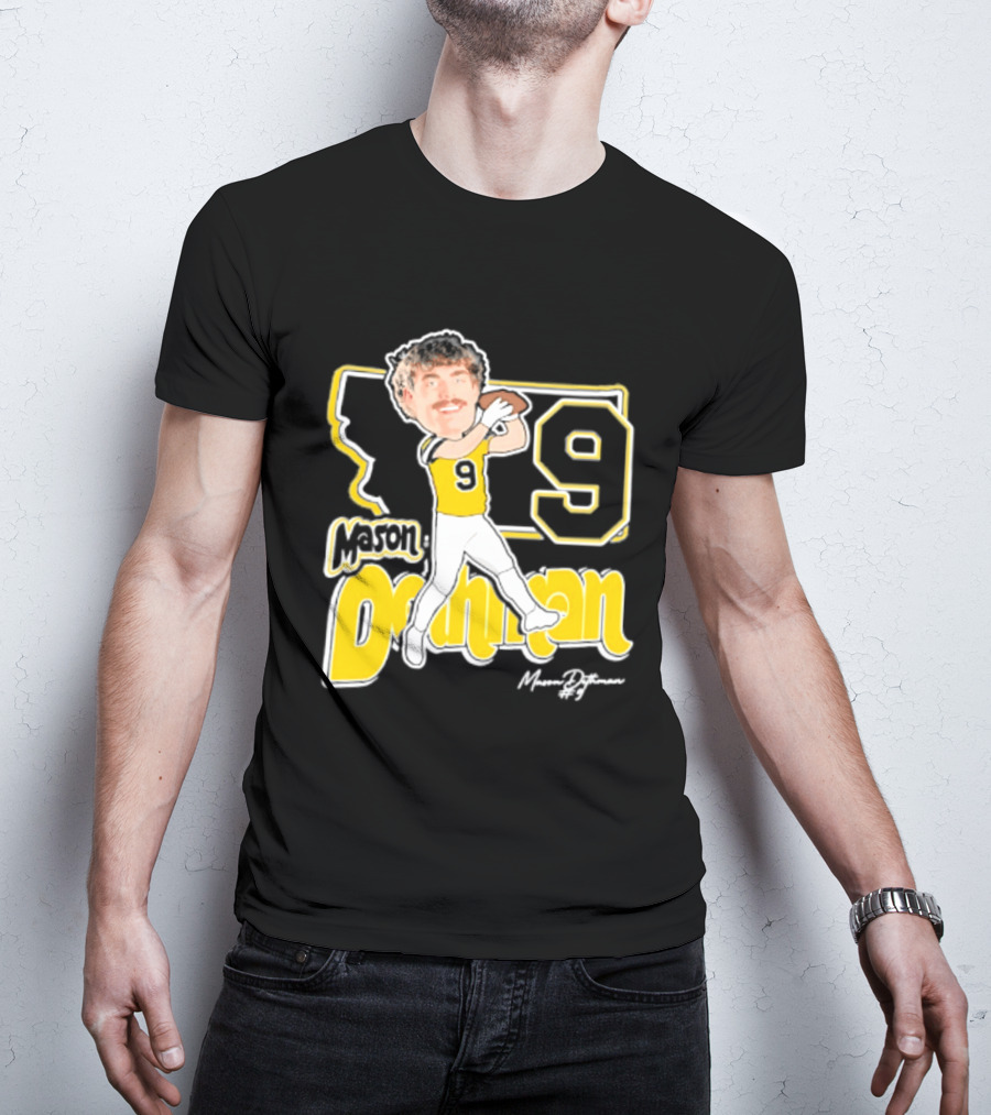 Mason Dethman Montana State Bobcats Caricature 2026 Number 9 Football T-Shirt