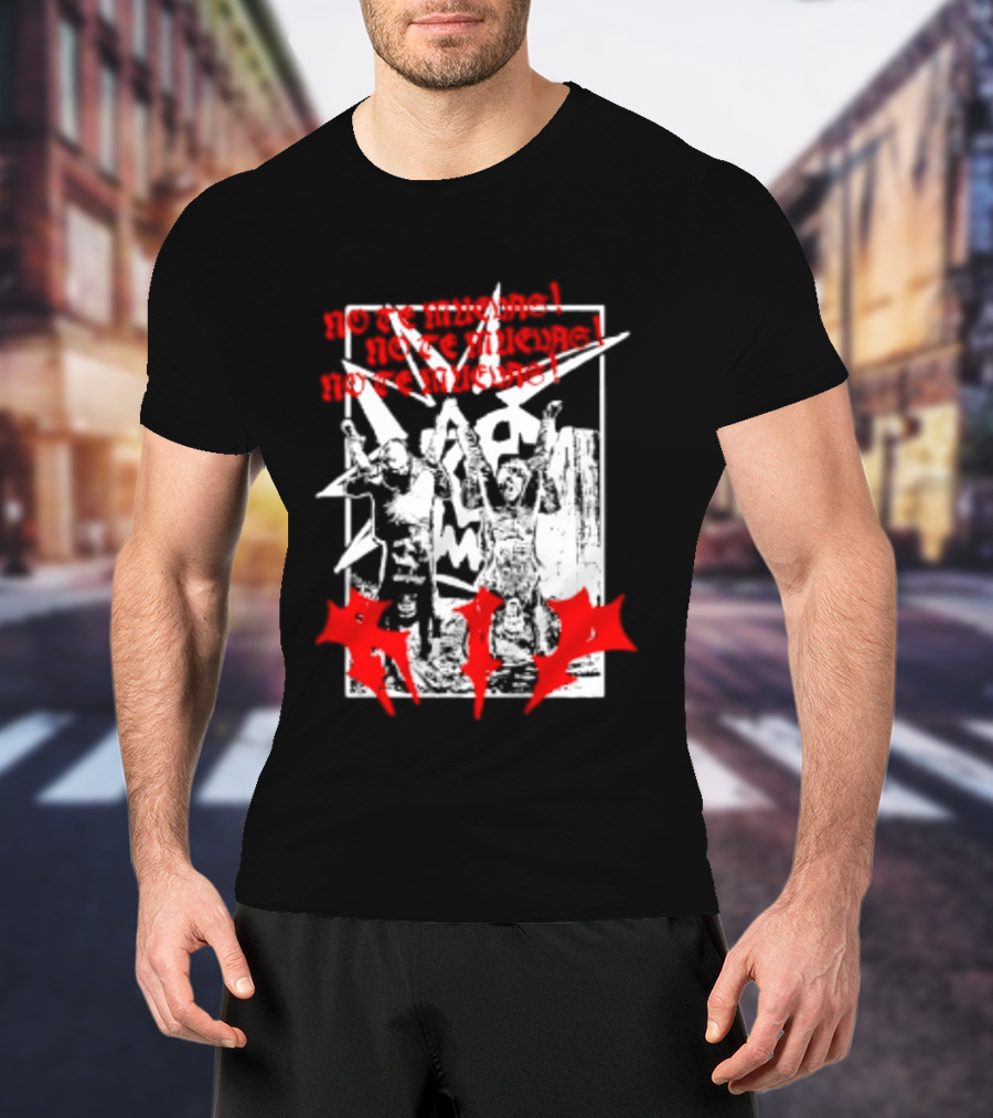 No Te Muevas Rip Punk Rock Hardcore Band White And Red Distorted T-Shirt