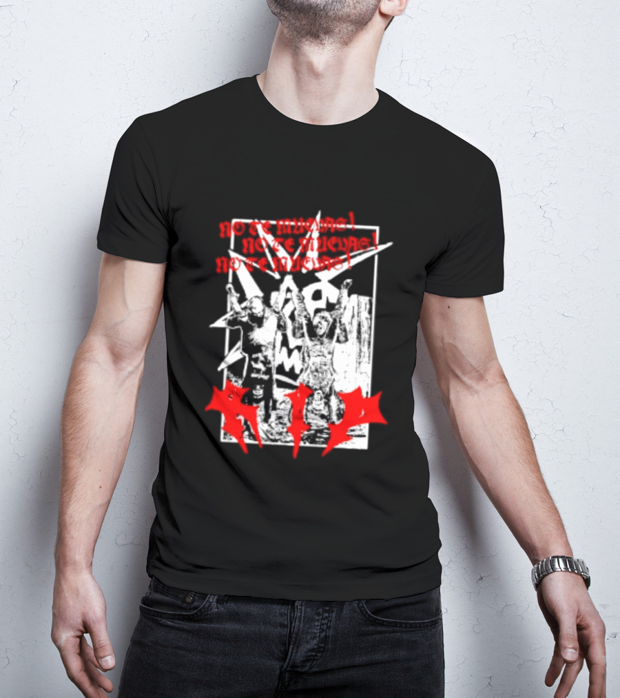 No Te Muevas Rip Punk Rock Hardcore Band White And Red Distorted T-Shirt