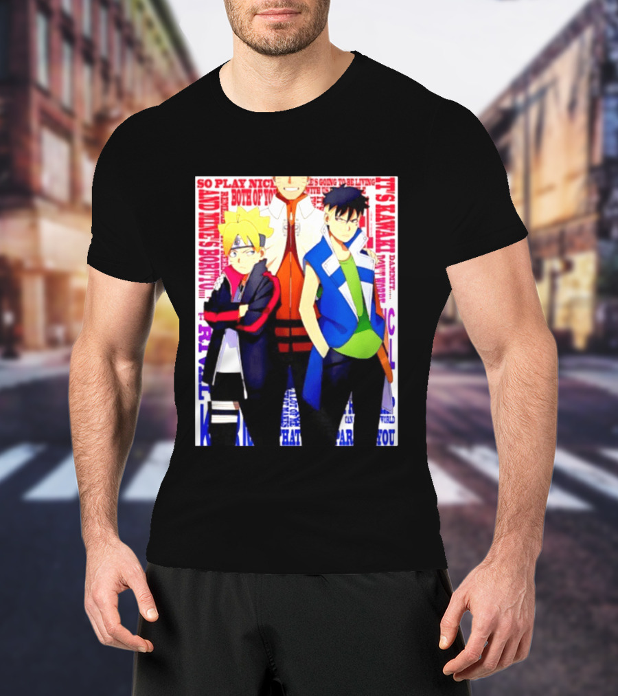 Uzumaki Boruto Naruto Kawaki Rivals Bright Style Manga Characters T-Shirt