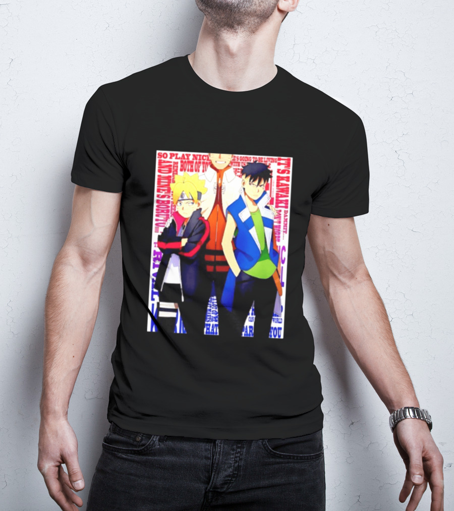 Uzumaki Boruto Naruto Kawaki Rivals Bright Style Manga Characters T-Shirt