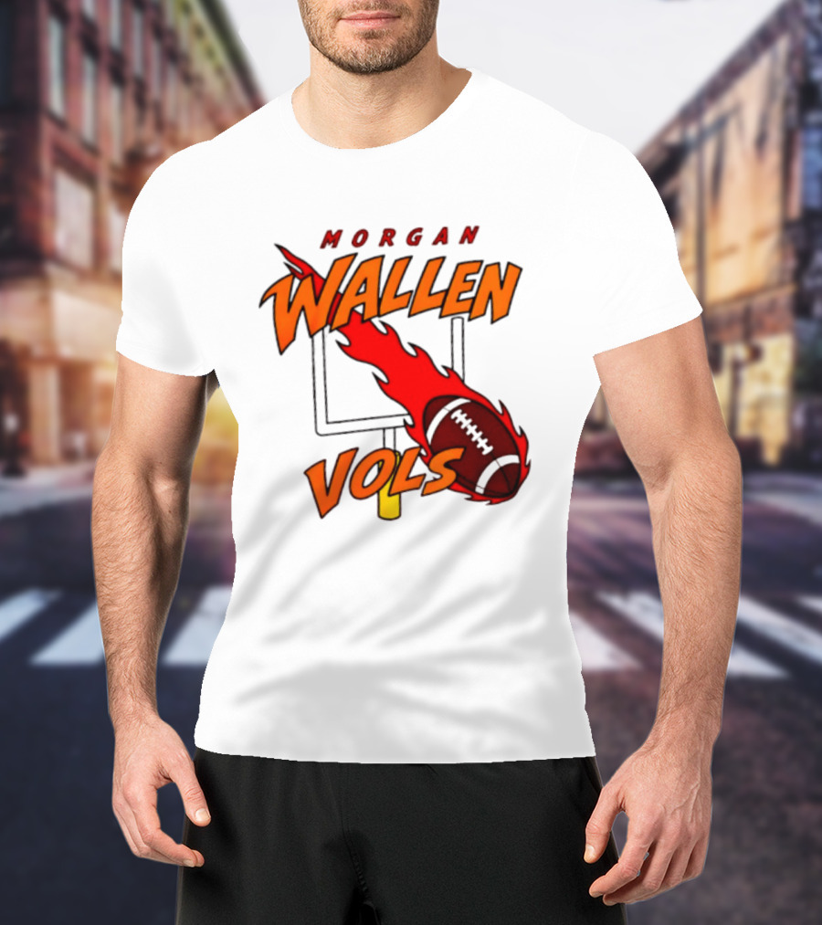 Morgan Wallen Vols Football Tennessee Volunteers Flaming Football Goalpost T-Shirt