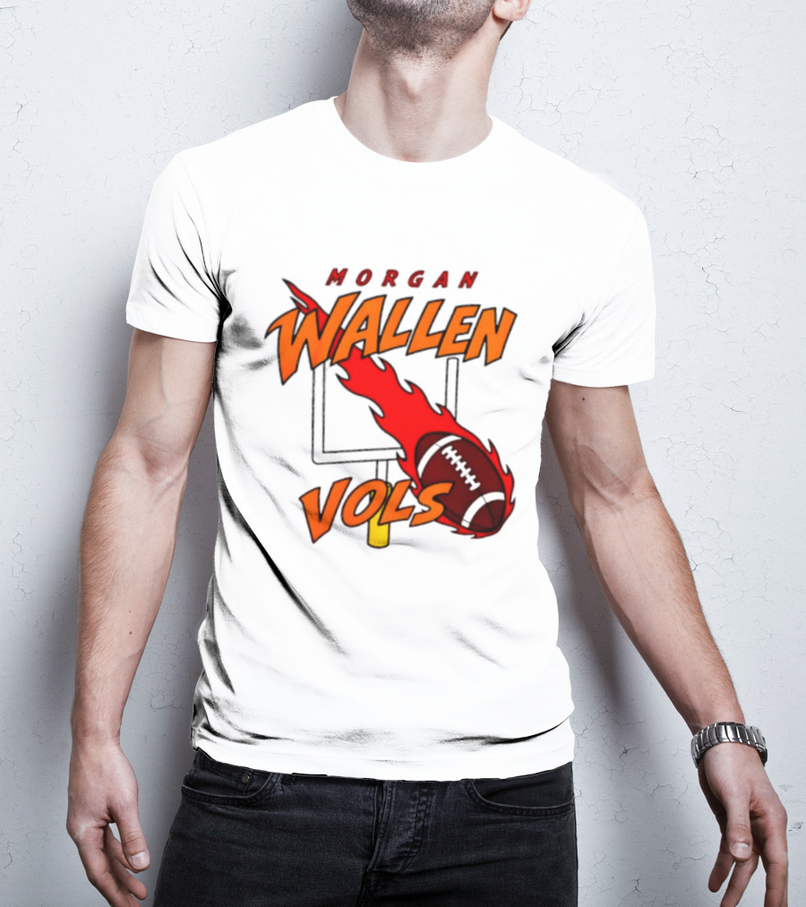 Morgan Wallen Vols Football Tennessee Volunteers Flaming Football Goalpost T-Shirt