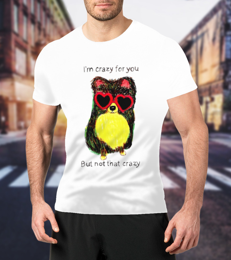 Pomeranian Wearing Heart Glasses I'm Crazy For You But Not That Crazy T-Shirt