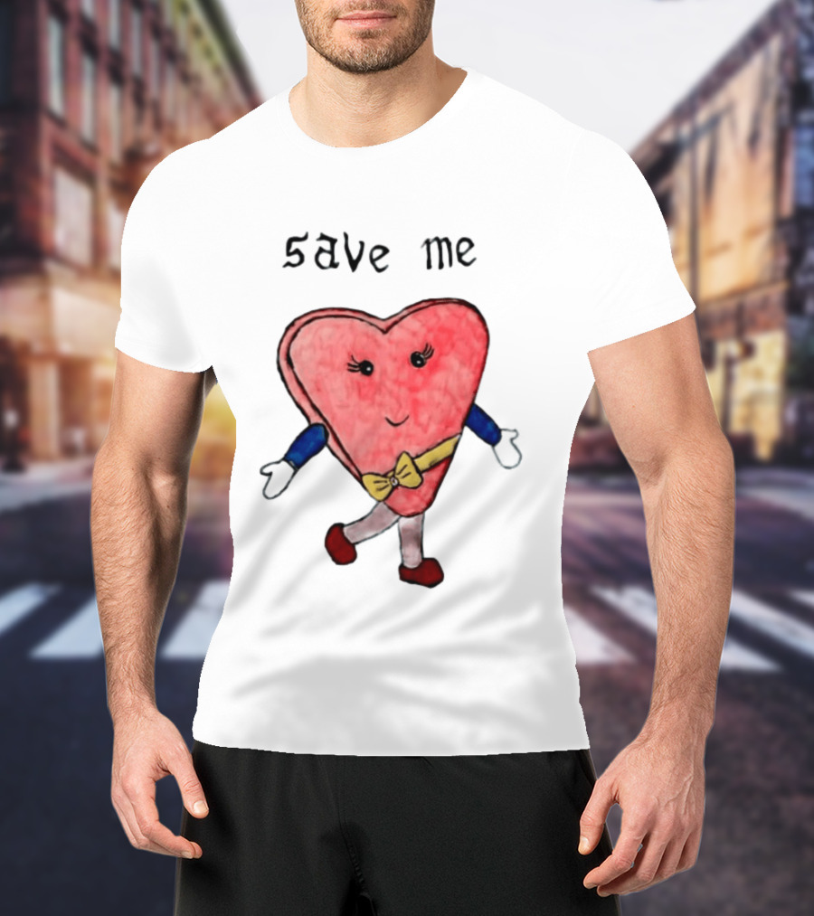 Save Me Heart Cartoon With Bowtie And Arms T-Shirt