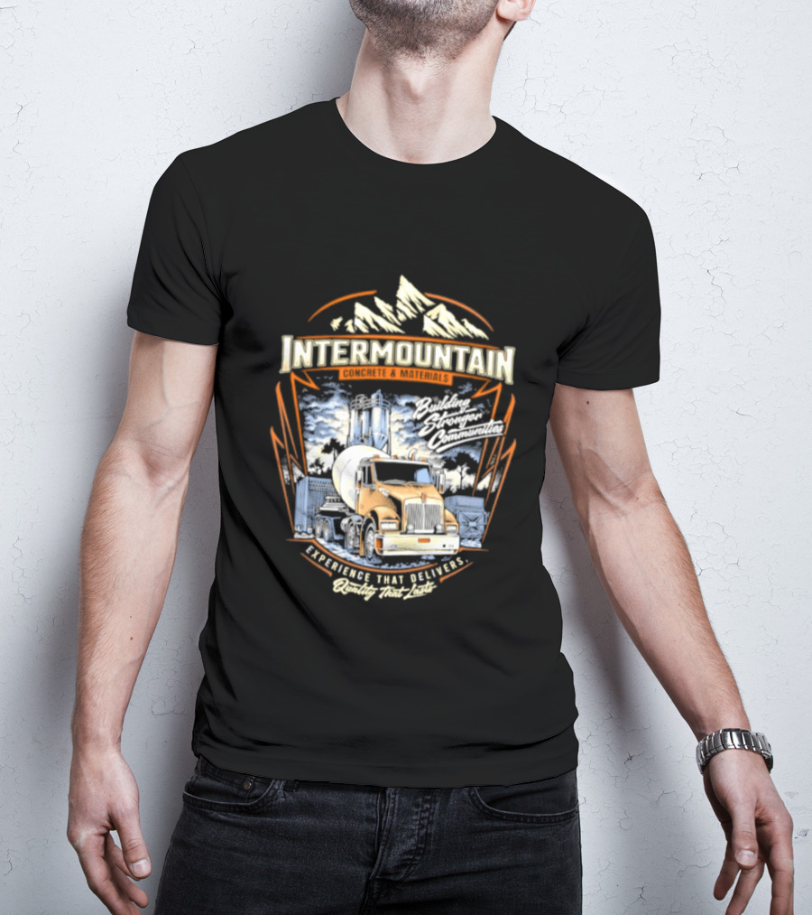 Intermountain Concrete And Materials Building America Truck Mountains Scene T-Shirt