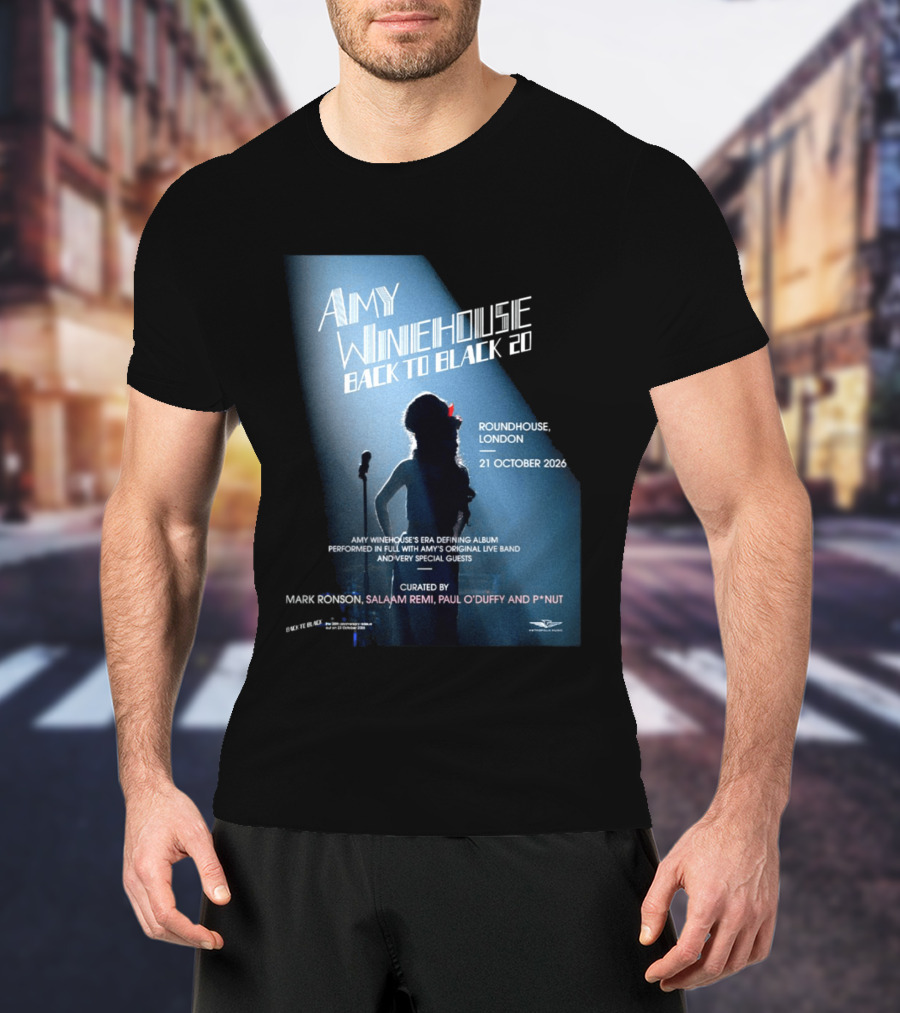 Amy Winehouse Back To Black 20 Roundhouse London 21 October 2026 Live Performance Event T-Shirt