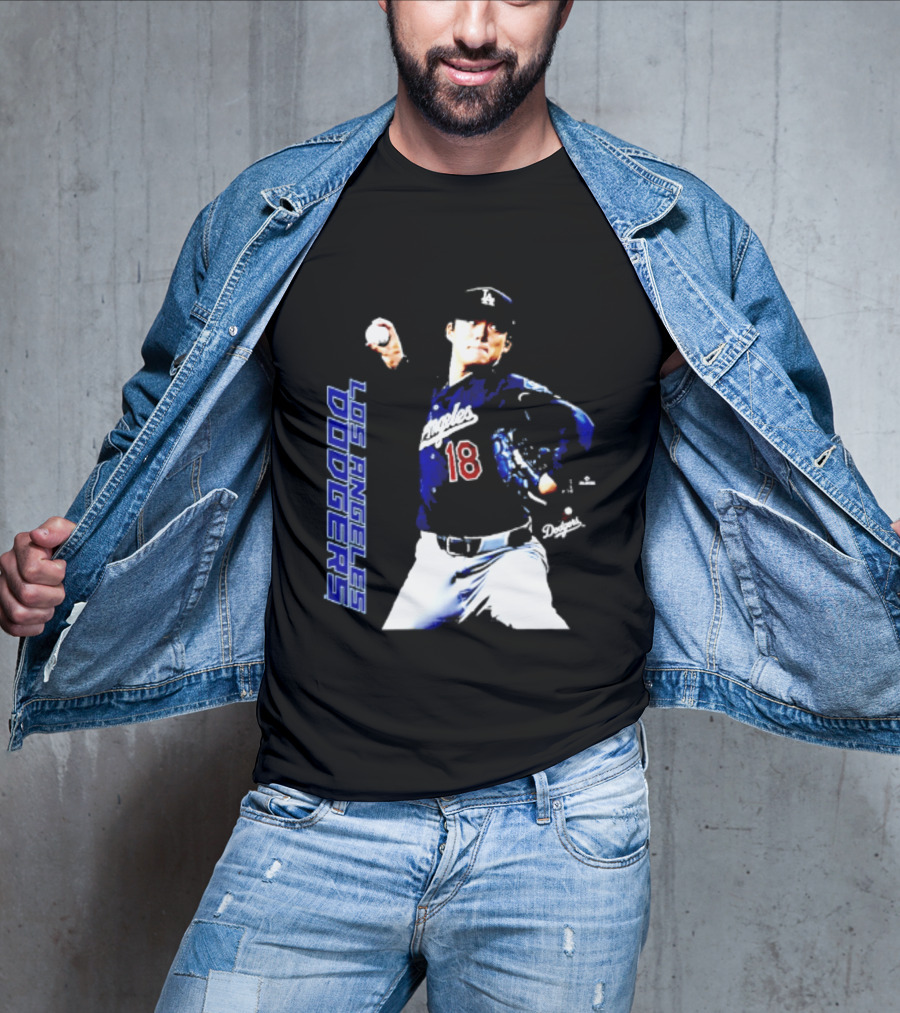 Los Angeles Dodgers Yoshinobu Yamamoto Number 18 MLB Pitcher Swing T-Shirt