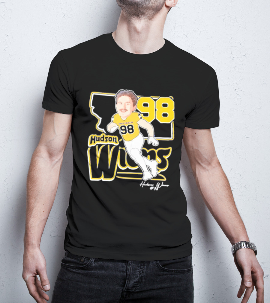 Hudson Wiens 98 Montana State Bobcats Player Caricature T-Shirt