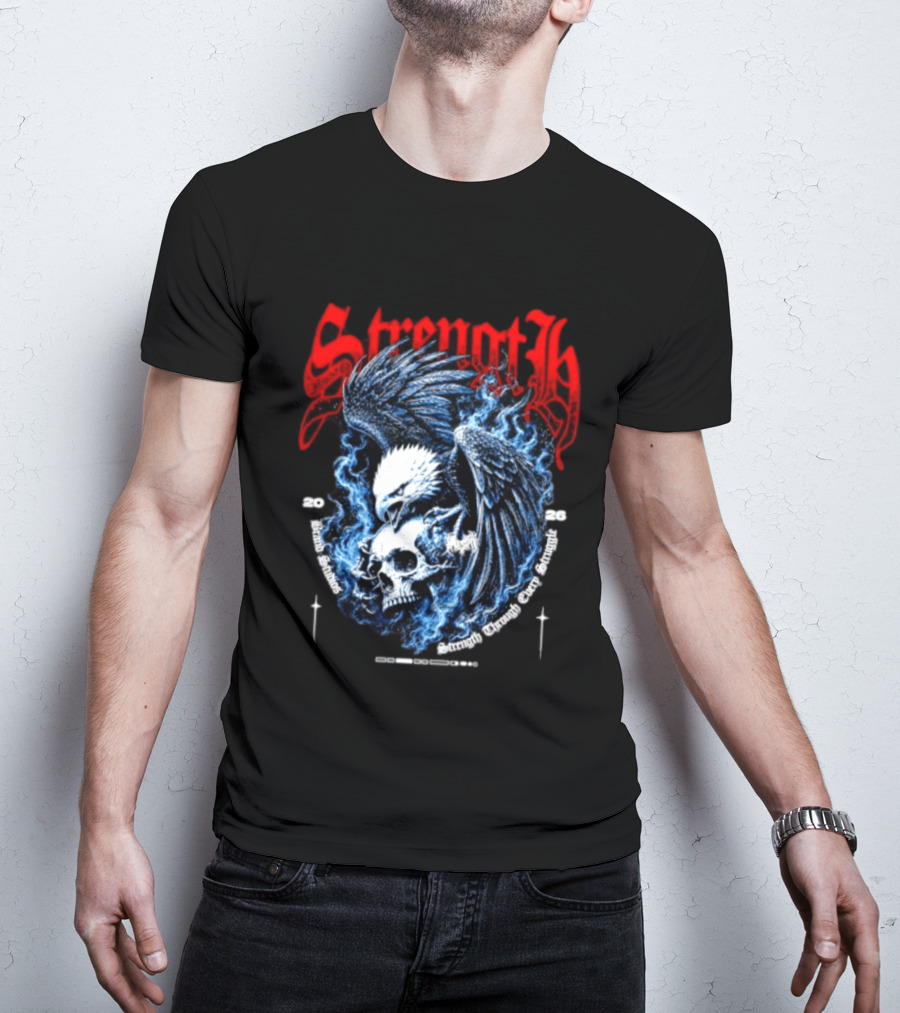 Strength 2026 Brand Studios Eagle Skull Strength Through Every Struggle T-Shirt