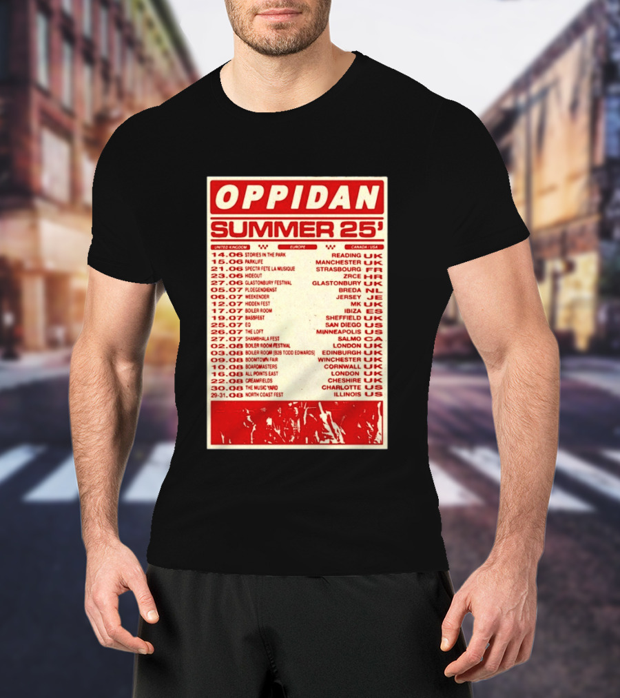 Oppidan Summer Tour 2025 Concert Dates Across UK Europe Canada USA T-Shirt