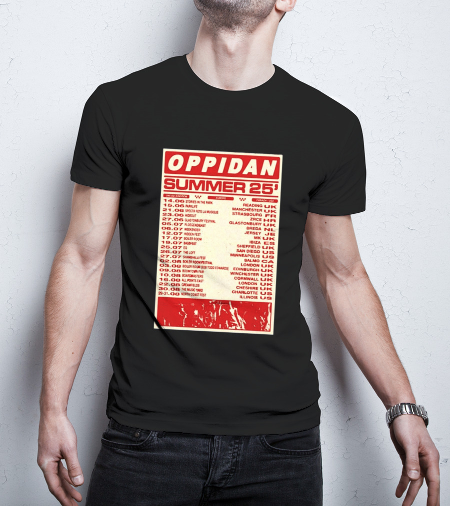Oppidan Summer Tour 2025 Concert Dates Across UK Europe Canada USA T-Shirt